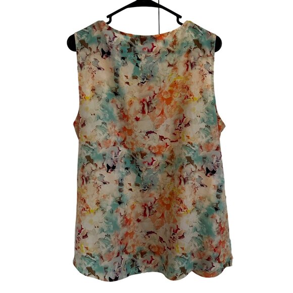 Colorful Sleeveless Blouse APT 9 Size XL Soft Fabric Watercolor Floral Pattern - Picture 2 of 7